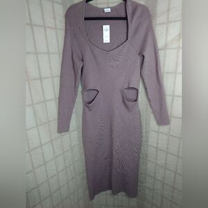 Abercrombie & Fitch Mauve Cutout Midi Sleeve Dress NWT